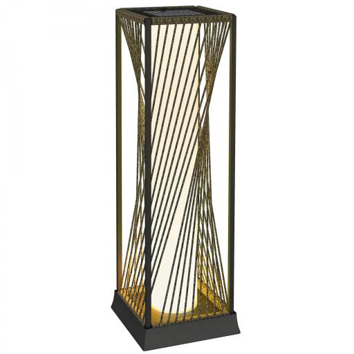 Lámpara de Jardín de Ratán Sintético con Luces LED Encendido y Apagado Automático Impermeable 22x22x77 cm Gris [8]