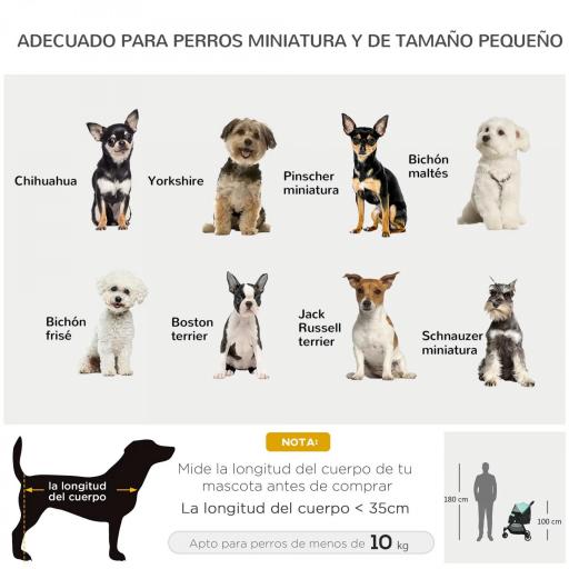 Carrito para Perros Pequeños con Cesta de Almacenaje Cubierta para Lluvia y Ventana de Malla 80,5x51,5x100 cm Verde [2]