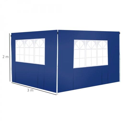  2 Paredes Laterales para Carpas de 3 x 3 m/3 x 6 m, 300x200 cm, Paredes Laterales de Repuesto para Cenador de Tela Oxford con Ventana, para Jardín, Exteriores, Fiestas, Azul [3]