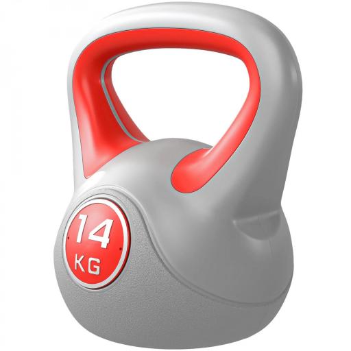 Pesa Rusa 14 kg Revestimiento de PU y Relleno de Arena para Entrenamiento de Fuerza 26x18x32 cm Rojo y Gris [8]