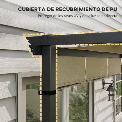 Cenador para Exterior 3x3 m con Techo Deslizante Marco de Acero Impermeable y Anti-UV para Terraza Patio Beige [3]