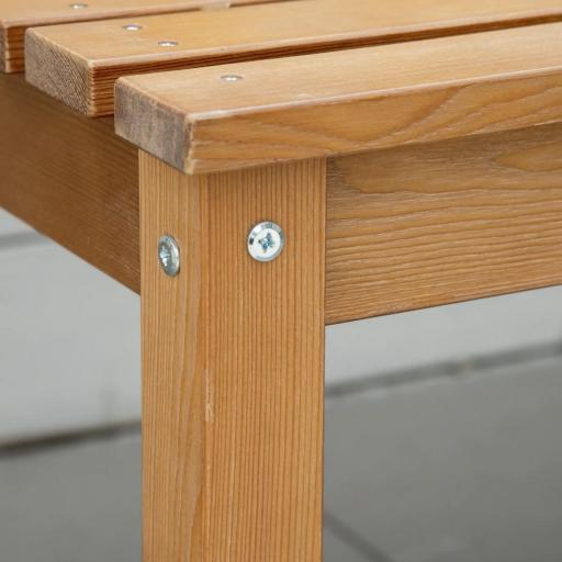 Banco de Jardín de 3 Plazas Banco Exterior de Madera con Respaldo de Listones para Terraza Patio 144x60x77 cm Natural [5]