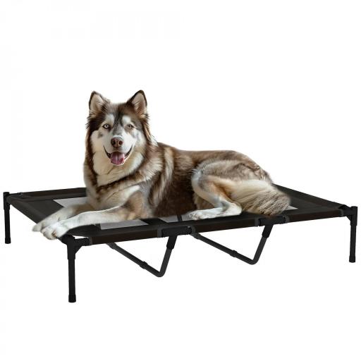 Cama Elevada para Perros Grandes Cama para Perros con Zona de Malla Transpirable y Bolsa 122x92x23 cm Negro [9]