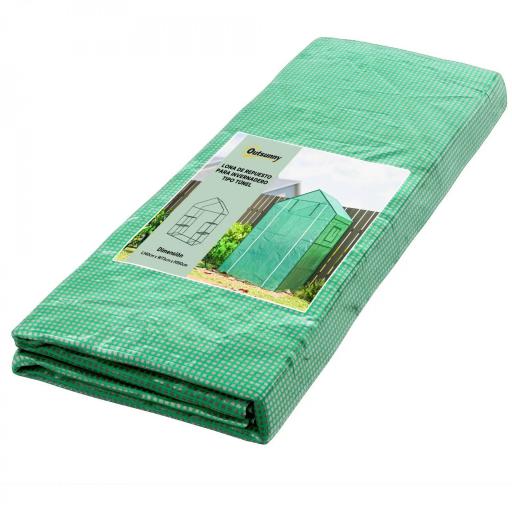 Cubierta de Repuesto de Invernadero 140x73x190 cm con Ventana Puerta con Cremallera Anti-UV Protección de Plantas Verde [8]