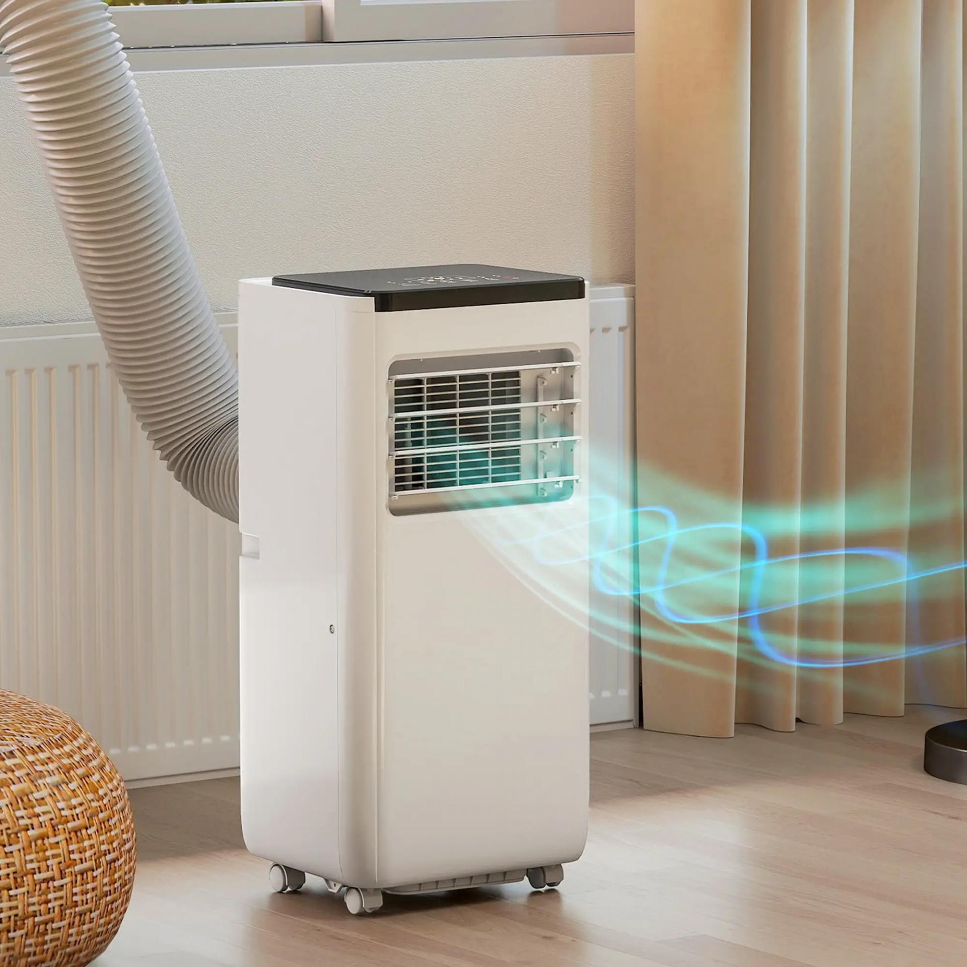 Aire Acondicionado Portátil 10.000 BTU 4 en 1 Enfriamiento Deshumidificador Ventilador con WiFi para 30 m² Blanco