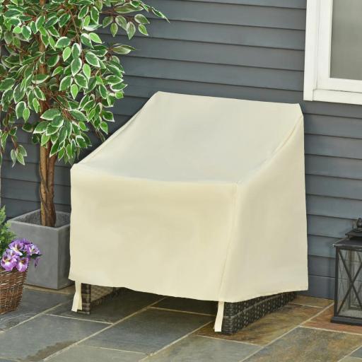 Funda Protectora para Muebles de Jardín 68x87x77cm Funda de Tela Oxford 600D Impermeable para Patio Terraza Color Beige