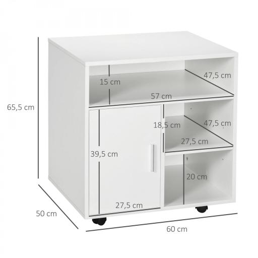 Mueble con Ruedas Armario de Oficina Multifuncional con Estantes con Amplio Espacio de Almacenaje 60x50x65,5 cm Blanco [1]