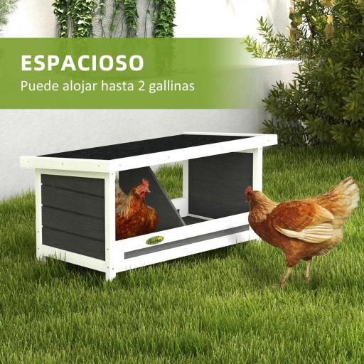Ponedero para Gallinas de Madera Caja Nido para 2 Gallinas con 2 Departamentos y Techo Asfáltico Gris [3]