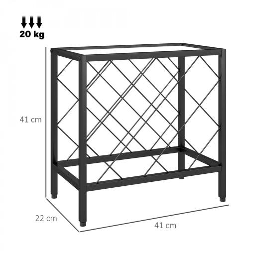 Botellero Vino para 10 Botellas con Encimera de Vidrio Templado y Marco de Acero para Salón Comedor 41x22x41 cm Negro [1]