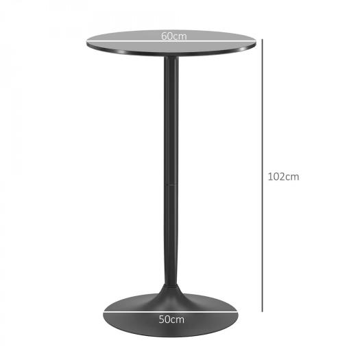 Mesa Alta de Bar Redonda Mesa de Cocina Moderna con Encimera Laminada y Marco de Acero para 2 Personas Ø60x102 cm Negro [1]