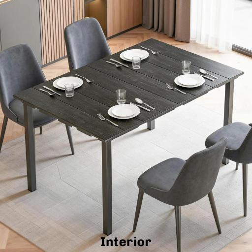 Mesa de Comedor de Jardín para 6 Personas con Superficie de HDPE Estructura Metálica para Patio 120x90x74 cm Negro [3]