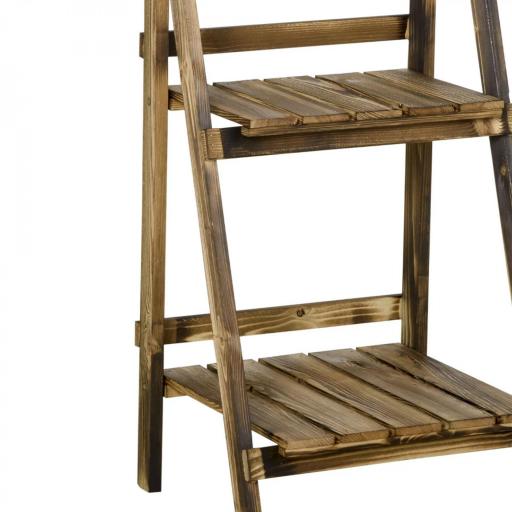 Soporte para Plantas de Madera de 3 Niveles Estantería para Plantas Plegable Soporte para Macetas 40x37x93 cm Natural [4]