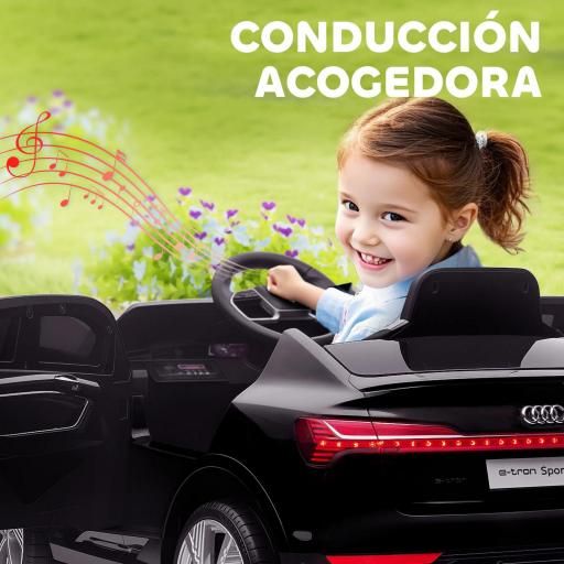 Coche de Batería para Niños 12V Audi E-tron con Mando a Distancia Faros Bocina Música Velocidad 3-5 km/h Negro [1]