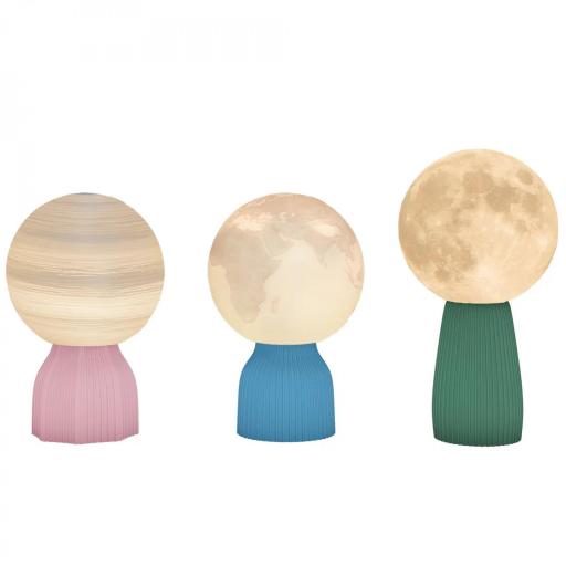 Juego de 3 Lámparas de Mesita de Noche 3D con 3 Colores Brillo Ajustable en 10 Niveles Conexión USB Blanco [8]