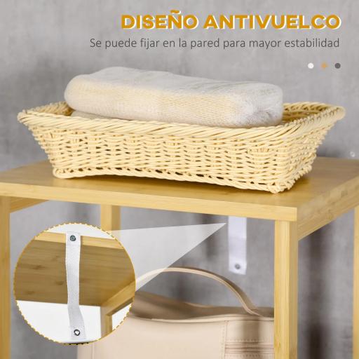 Estantería de Baño de Bambú Armario Alto para Baño con 3 Estantes y 1 Puerta Mueble Columna de Almacenaje 34x30x173 cm Natural [5]