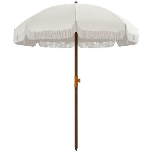 Sombrilla de Playa con Flecos Ø190x210 cm con 8 Varillas Apertura Manual Anti-UV Impermeable y Bolsa de Transporte Gris [8]