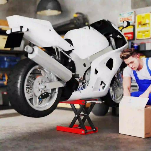 Plataforma Elevadora de Tijera Carga 500 kg Altura Ajustable 10-37 cm Soporte para Motocicletas Soporte de Moto para Aparcar o Reparar Taller Garaje 41,5x23,5x10-37 cm Negro y Rojo