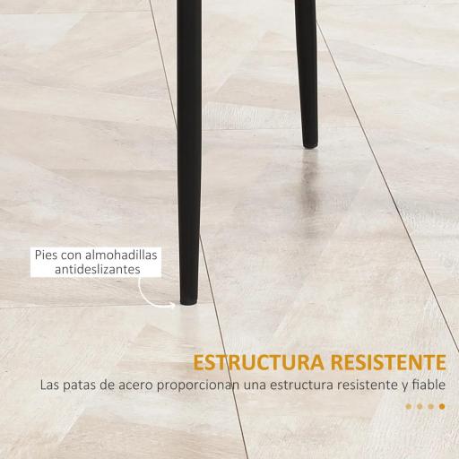 Set de 4 Sillas de Comedor Tapizadas de Piel Sintética con Respaldo Alto y Patas de Metal 41x50x97 cm Negro [5]