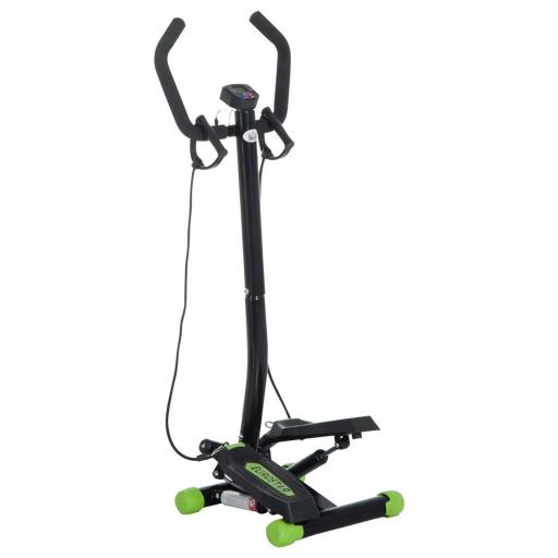 Máquina de Step Stepper Fitness con Manillar Pantalla LCD Cintas y Pedales Antideslizantes 40x40x118cm Negro [9]