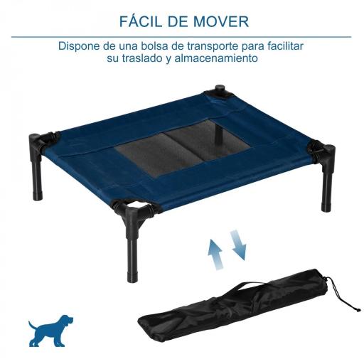 Cama Elevada para Perros Gatos Portátil Cama para Mascotas con Zona de Malla Transpirable y Tela Oxford para Interior Exterior 61x46x18 cm Azul [5]