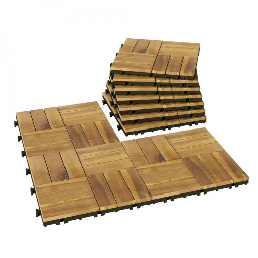 Set de 10 Piezas Baldosas de Exterior de Madera 31x31 cm 0,91 m² Suelo de Jardín Exterior Antideslizantes Natural [8]