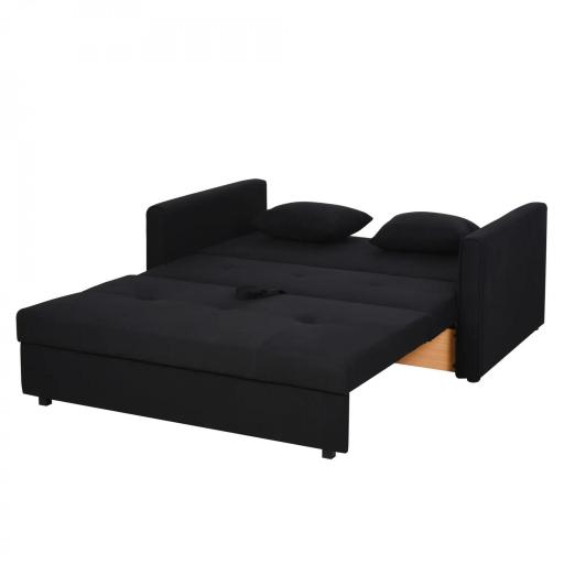 Sofá Cama de 2 Plazas Sofá Cama Tapizado en Poli Algodón con 2 Cojines Desmontables y Espacio de Almacenamiento Sofá Doble para Salón Oficina 152x101x81 cm Gris Carbón [4]