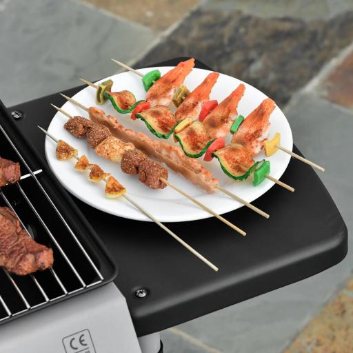 Barbacoa de Gas con 2 Quemadores 5,6 KW 2 Ruedas 2 Mesas Laterales y Parrillas de Acero 104x49x99 cm Negro [5]