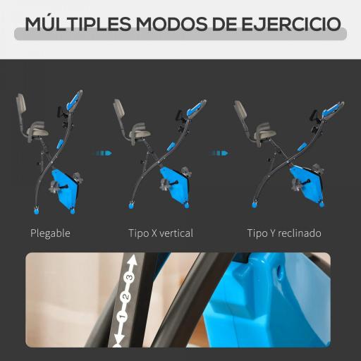 Bicicleta Estática Plegable con Respaldo 8 Niveles de Resistencia Volante Pantalla LCD Pulsómetro y Sillín Ajustable [5]