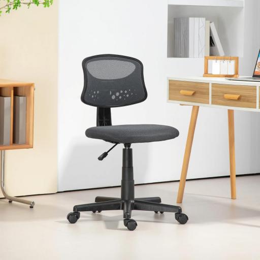 Silla de Oficina sin Brazos Silla de Escritorio Giratoria con Respaldo de Malla Transpirable Altura Ajustable Gris