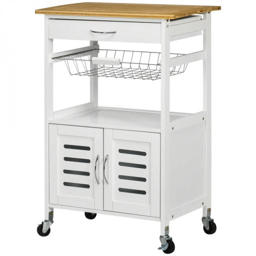 Carro de Cocina con Ruedas Carrito Auxiliar con Estantes de 3 Niveles Hoja Abatible y 2 Portavasos Multiusos para Comedor 118x36,5x82 cm Marrón Rústico [8]