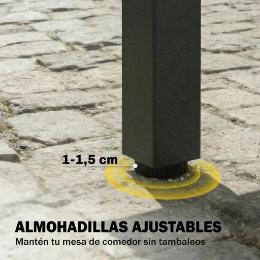 Mesa de Jardín Extensible 100/150x70 cm de Madera y Metal con Agujero para Sombrilla para 4-6 Personas Teca [6]