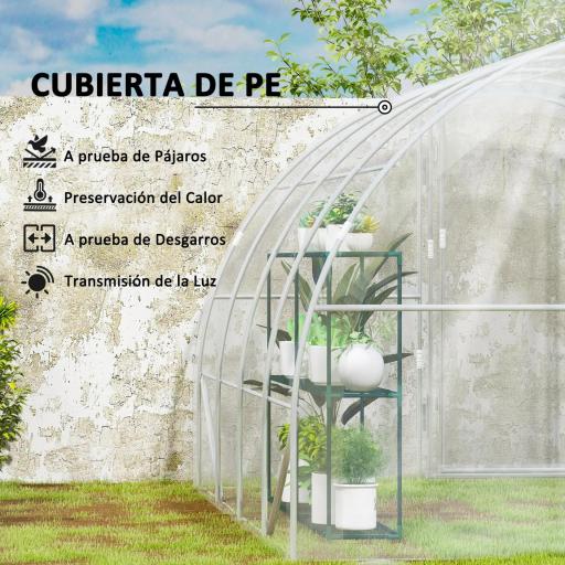 Invernadero de Túnel 4x3x2m con 2 Puertas Invernadero de Jardín con Techo Redondeado para Cultivos Plantas Transparente [4]