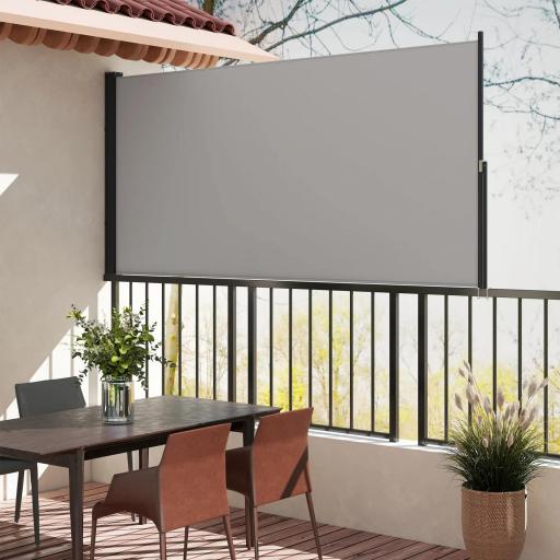 Toldo Lateral Retráctil Pantalla Enrollable Mampara de Privacidad Impermeable y Anti-UV Protege la Privacidad Gris Claro [7]