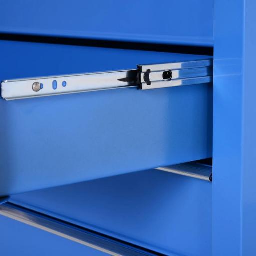 Carro Caja de Herramientas Taller Movil con 5 Cajones 4 Ruedas Chapa de Acero Azul [2]