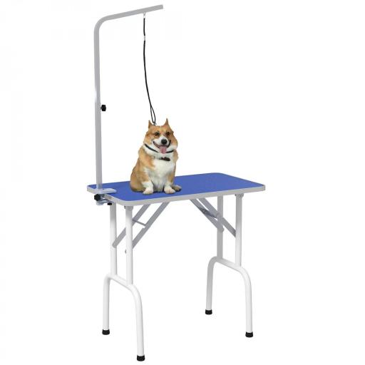 Mesa de Peluquería Canina Plegable con Encimera Antideslizante Brazo Ajustable 81x48,5x80 cm, Azul [9]