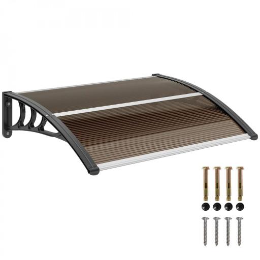 Marquesina Exterior para Puerta y Ventana 75x100 cm contra Sol y Lluvia con Soporte de Aleación de Aluminio Marrón [9]