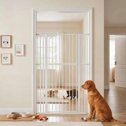 Barrera de Seguridad Niños Perros y Gatos Extra Alta 160cm Extensible 76-105cm para Puertas Escaleras Cierre Automático [8]