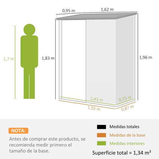 Cobertizo de Jardín Exterior 1,34 m² 161,5x94,5x196 cm con Puerta y Cerradura para Almacenamiento de Herramientas Negro [1]