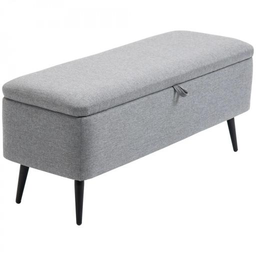 Banco de Almacenamiento con Tapa Abatible y Patas de Acero para Dormitorio Salón Entrada 101x38,5x44,5 cm Gris [8]