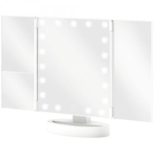 Espejo Maquillaje con Luz Aumento 1X/2X/3X Rotación Libre de 180° 21 Luces LED Interruptor Táctil Blanco [8]