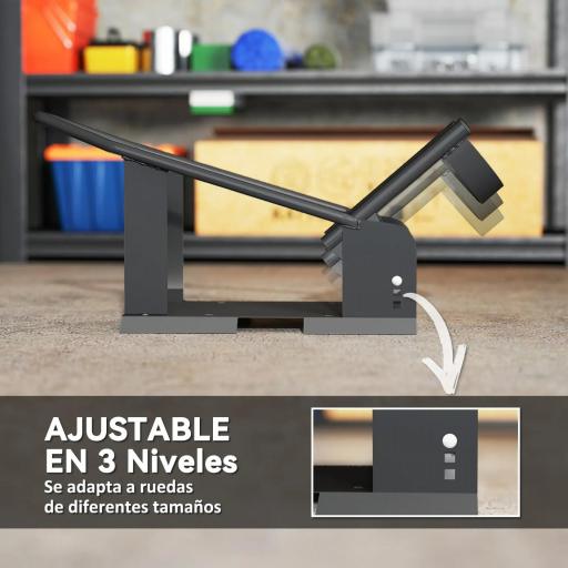 Soporte para Rueda Delantera de Motocicleta Carga 816,5 kg Robusta con Altura Ajustable para Ruedas Ø38,1-53,34 cm Negro [3]