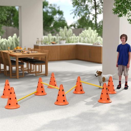 Juego de Agilidad para Perros Vallas de Obstáculos de Entrenamiento de Coordinación 8 Conos 8 Barras Bolsa [2]
