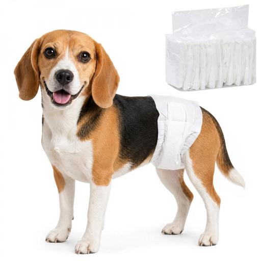 Pañales Desechables para Perros Machos 48 Unidades Súper Absorbentes Antifugas para Cachorros Talla M [8]
