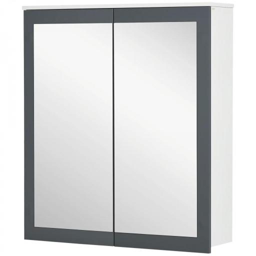 Armario de Baño con Espejo Armario de Baño para Colgar con 2 Puertas de Vidrio y Estantes Ajustables 69x17x75,5cm Blanco [7]