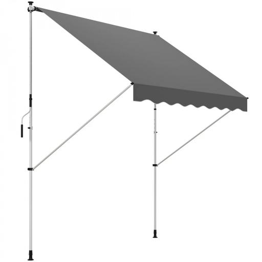 Toldo Manual Retráctil 300x150x170-280 cm con Altura Ajustable Manivela y Protección Solar para Terraza Gris [8]
