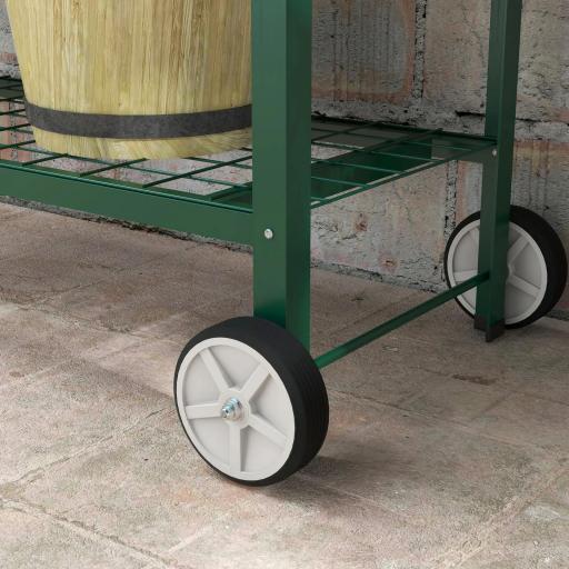 Huerto Urbano Elevado 109x44x80 cm con 2 Ruedas Estante y Asa para Cultivo Plantas Flores Verduras Verde [7]