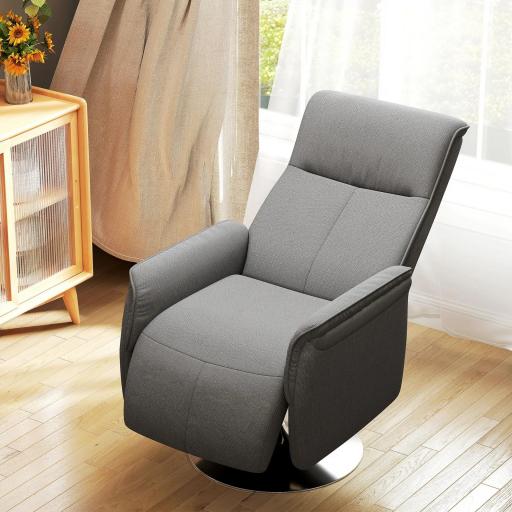 Sillón de Masaje Eléctrico con Reposapiés Sillón Relax Giratorio y Reclinable con Mando 68,5x77x117 cm Gris [7]