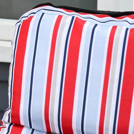  2 Tumbonas de Jardín de Acero con Cojín Acolchado Respaldo Ajustable y Reposapiés 60x75x65-102 cm Rayas Rojo [6]