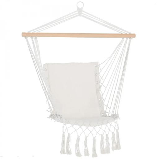 Silla Colgante con Borlas Carga 120 kg Silla Columpio de Algodón Estilo Moderno para Interior y Exterior Blanco [7]