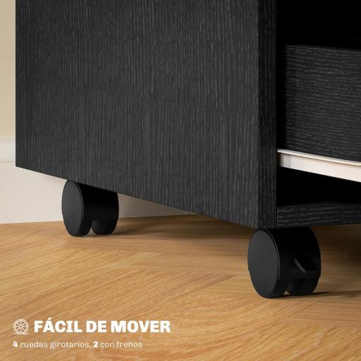 Cajonera de Oficina con Ruedas 3 Cajones Cajonera para Escritorio Estudio 40x50x57,5 cm Negro [5]